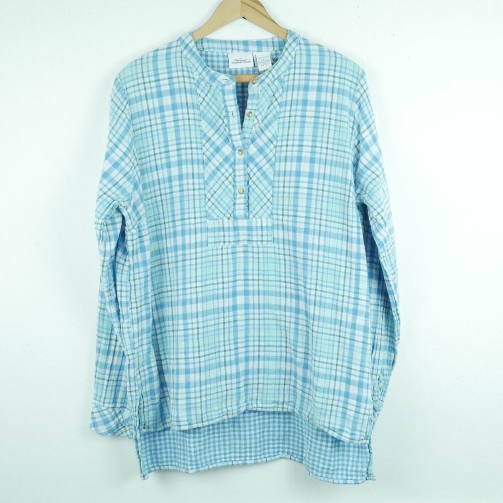 Vermont Country Store Large Top Popover‎ Tunic Cotton Cottagecore Relaxed Boho